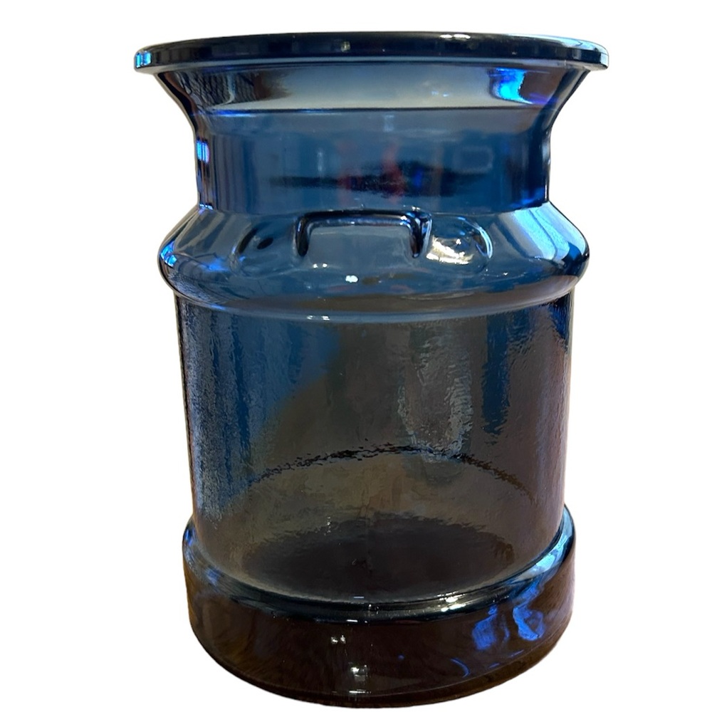 Vintage L E Smith Blue “Milk Can” Glass Jar - Picture 6 of 16